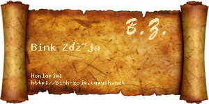 Bink Zója névjegykártya